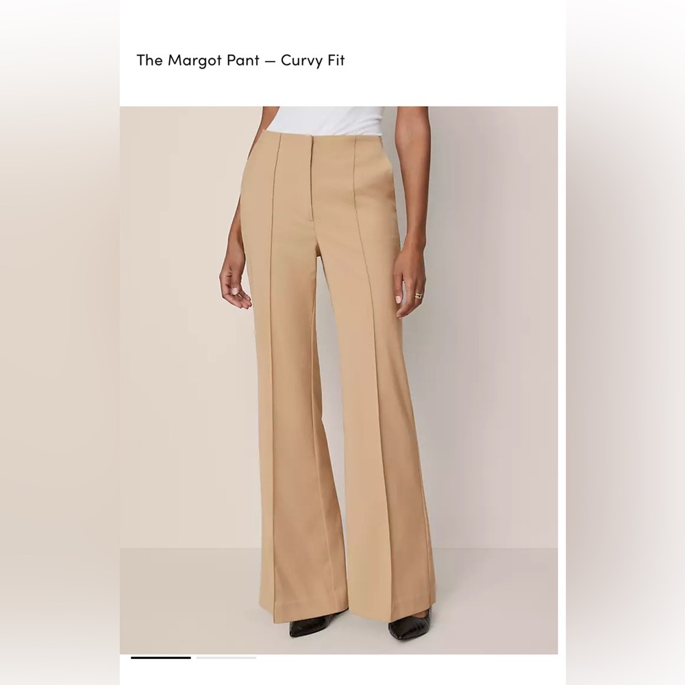 Ann Taylor Curvy Fit Beige Flare Pants